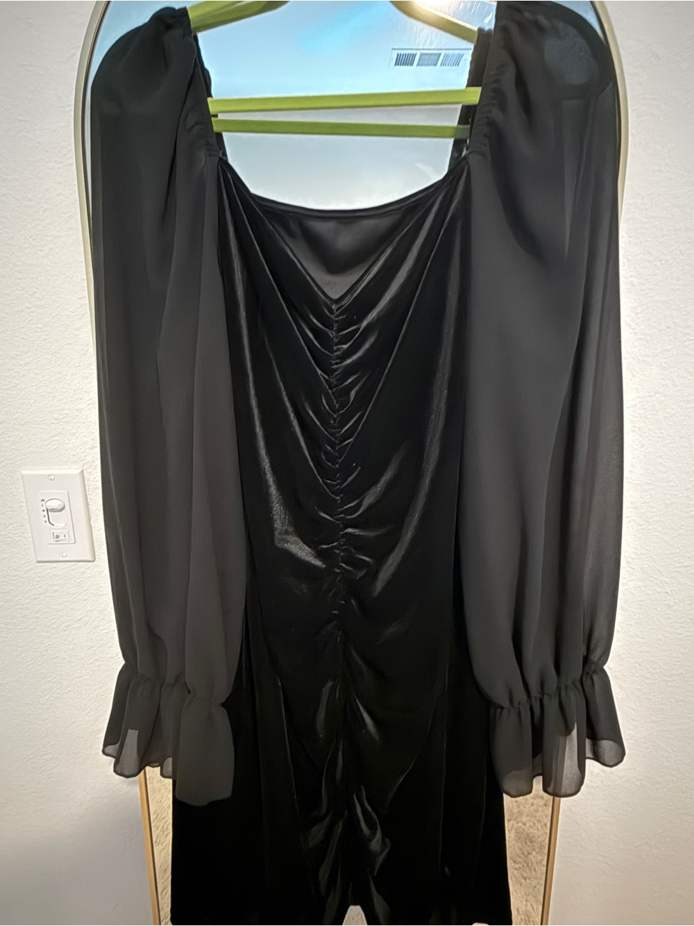Black Ruched Velvet Dress